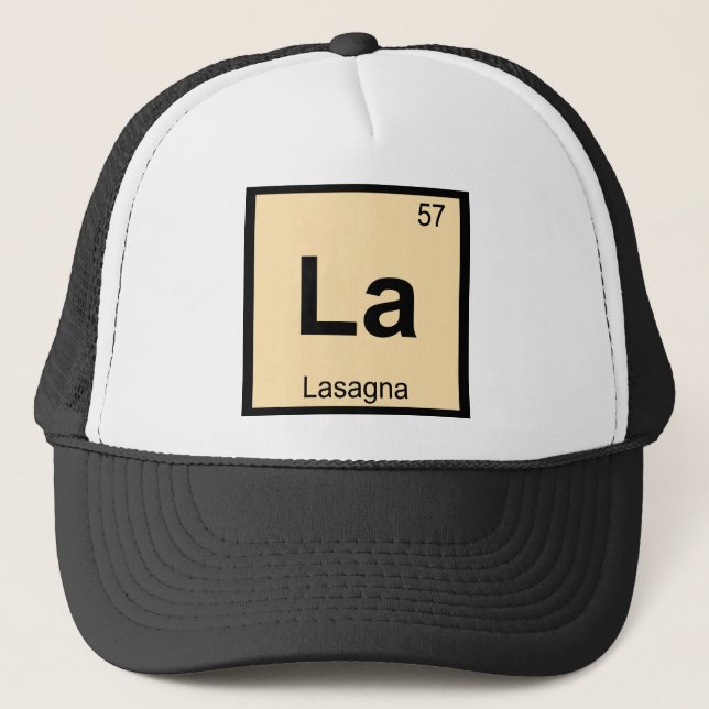 La - Lasagna Pasta Chemistry Periodic Table Symbol Truckerkappe (Vorderseite)