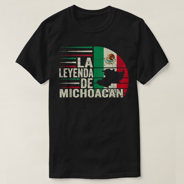 La Leyenda De Michoacan Karte Mexikos Flagge Vinta T-Shirt (Design vorne)