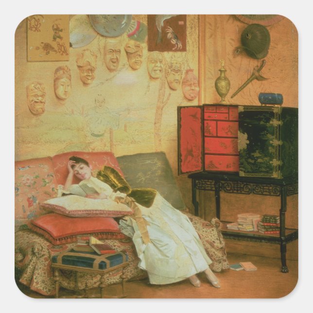 La Liseuse Quadratischer Aufkleber (Vorderseite)