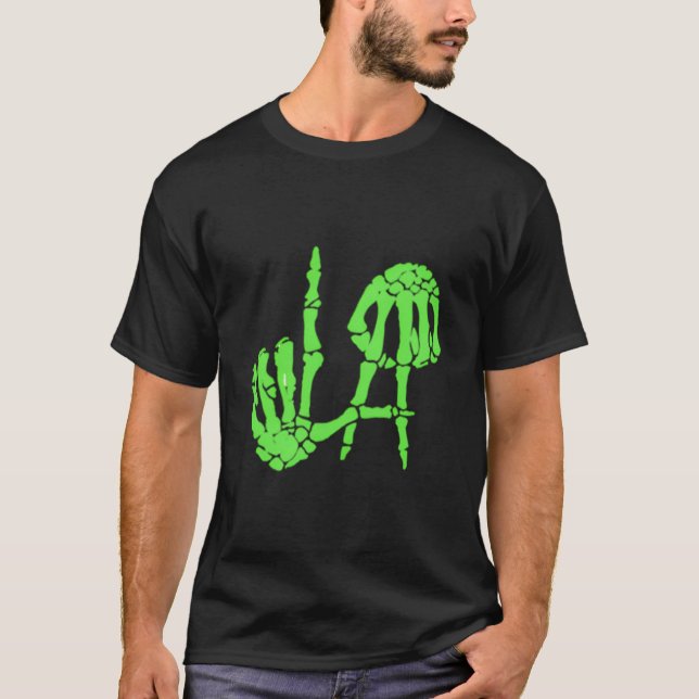 La Los Angeles Hand Sign Skeleton Hands Bones Hall T-Shirt (Vorderseite)