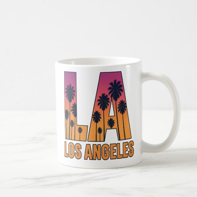 LA Los Angeles Palm Trees Sunset Retro Design Kaffeetasse (Rechts)