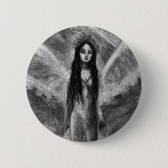 La Luna Dark Angel Fairy Goth Woman Originelle Kun Button (Vorderseite)