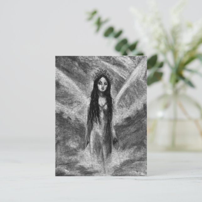 La Luna Dark Angel Fairy Goth Woman Originelle Kun Postkarte (Stehend Vorderseite)