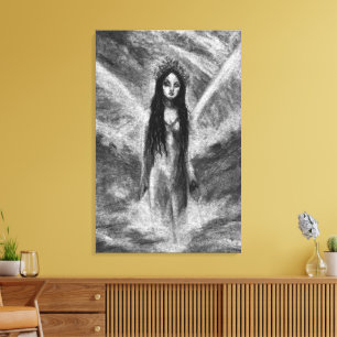 La Luna Dark Angel Fairy Woman Goth Fantasy Art Leinwanddruck