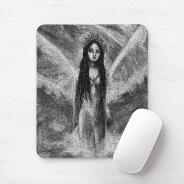 La Luna Dark Angel Fairy Woman Goth Fantasy Art Mousepad (Mit Mouse)
