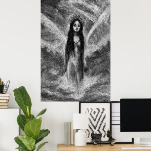 La Luna Dunkler Engel Feenfrau Goth Fantasy Kunst Poster