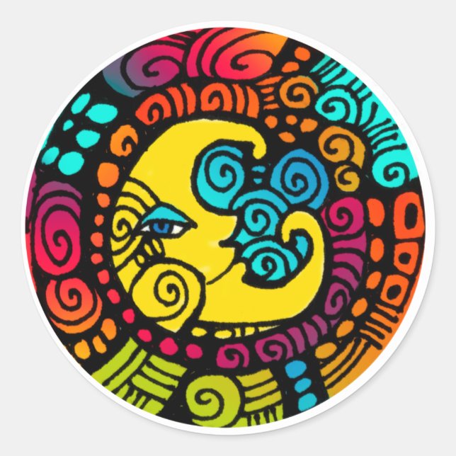 La Luna / Mond-Whimsicker-Aufkleber Runder Aufkleber (Vorderseite)