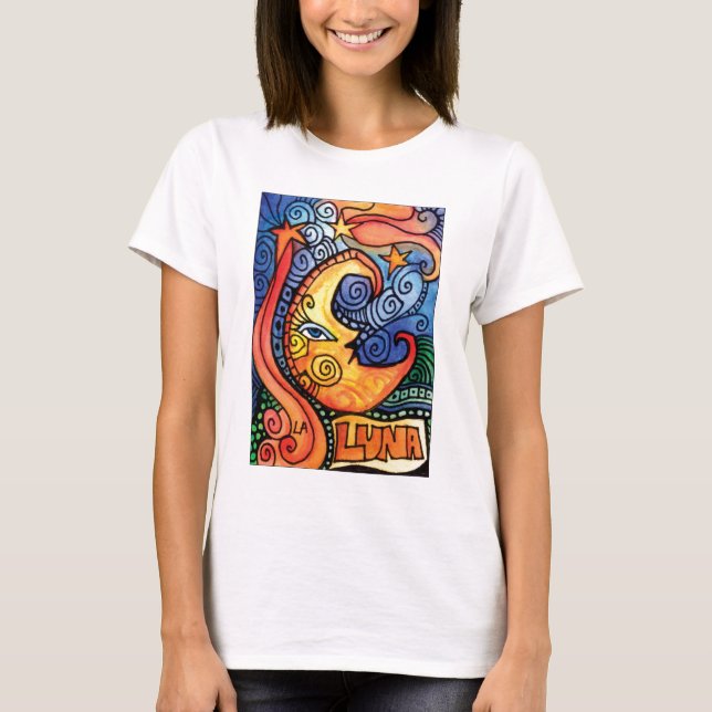 La Lune/der Mond Loteria Karten-Entwurf T-Shirt (Vorderseite)