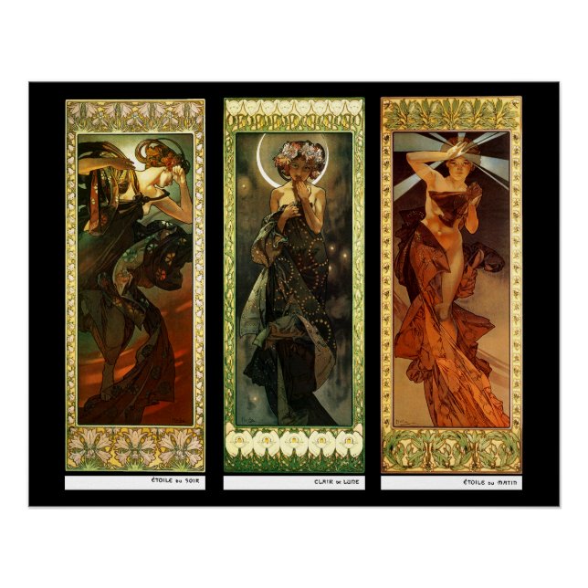 La lune et les étoiles von Alphonse Mucha Poster (Vorderseite)