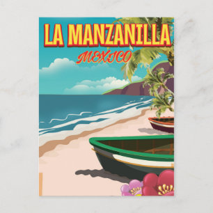 La Manzanilla Mexiko Reiseplakat Postkarte