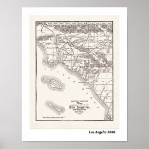 LA Map von 1886 Poster