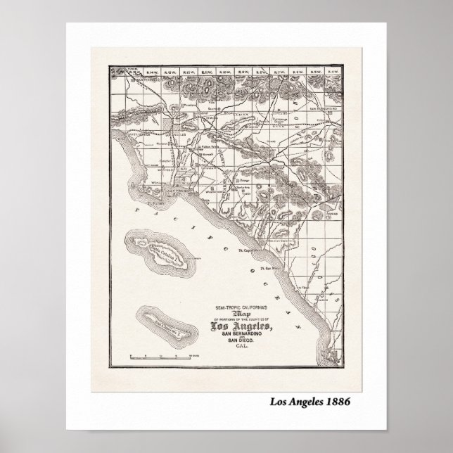 LA Map von 1886 Poster (Vorne)