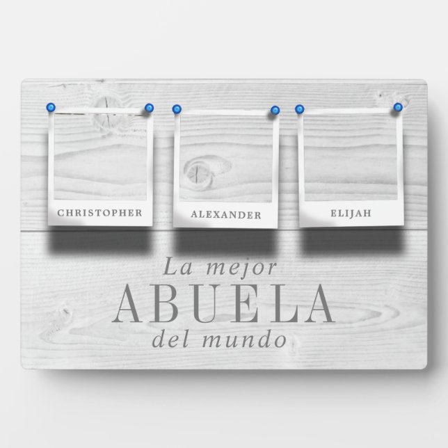 La mejor abuela del mundo 3 Foto Collage Wood Fotoplatte (Vorderseite)
