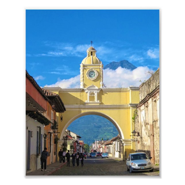 La Merced Arch mit Vulkan oberhalb Fotodruck (Vorne)
