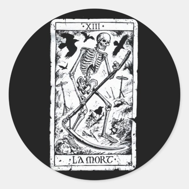 La Mort Tarot Card Runder Aufkleber (Vorderseite)