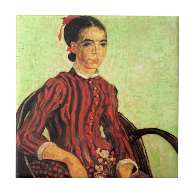 La Mousme, Sitzung von Vincent van Gogh Fliese (Vorderseite)