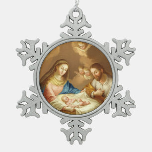 La Natividad Schneeflocken Zinn-Ornament