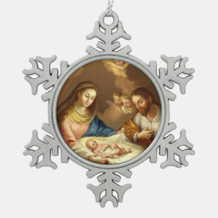 "La Natividad" Weihnachtsdekorationen Schneeflocken Zinn-Ornament
