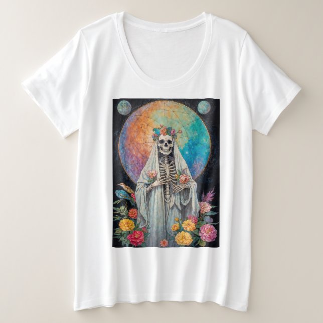 La Niña Blanca Santa Muerte Große Größe T-Shirt (Design vorne)