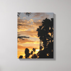 LA Palm Tree Sunset Wrapped Canvas Leinwanddruck