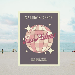 La Palma Isla España Vintage Diskothek lila Postca Postkarte