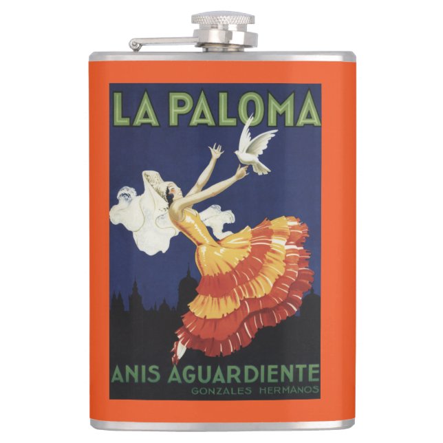 La Paloma - Anis Aguardiente fördernd Flachmann (Vorderseite)