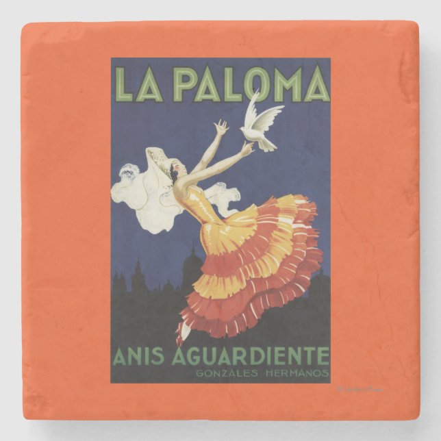 La Paloma - Anis Aguardiente fördernd Steinuntersetzer (Vorderseite)