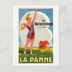 La Panne Belgium Vintage Poster 1926 Postkarte