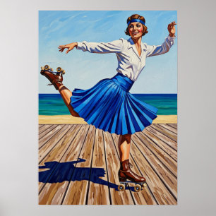 LA PATINEUSE À ROULETTES (der Roller Skater) Poster