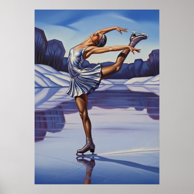 LA PATINEUSE (Der Skater) - Original Art Deco Artw Poster (Vorne)