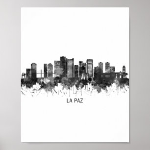 La Paz Bolivia Skyline BW Poster