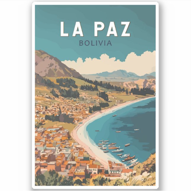 La Paz Bolivien Illustration Kunst, Dichtung und M Aufkleber (Vorderseite)