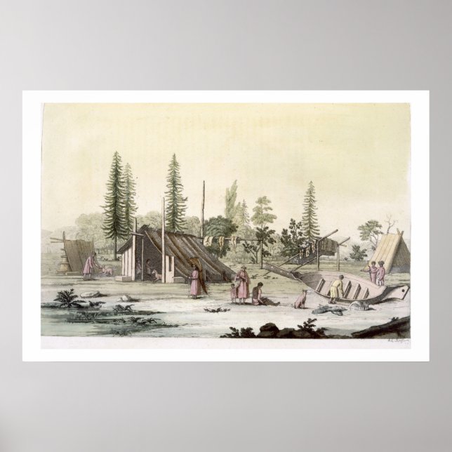 La Perouse in Port Francesci (Farbgravur) Poster (Vorne)