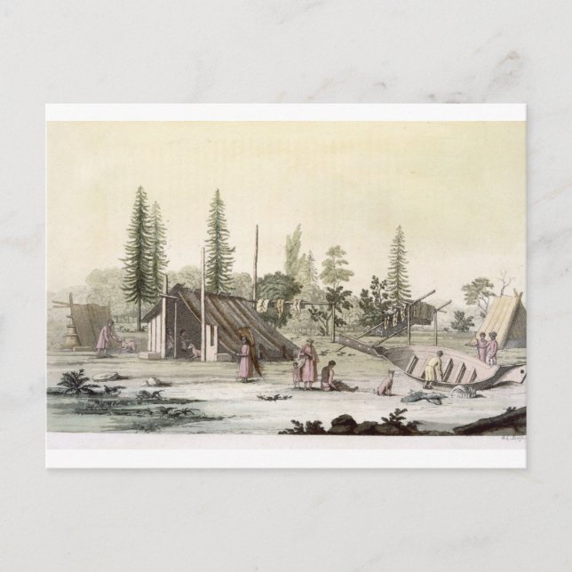 La Perouse in Port Francesci (Farbgravur) Postkarte (Vorderseite)