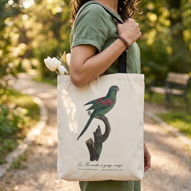 La Perruche a gorge rouge (Orange-Chinned Parakeet, Brotogeris jugularis. Tote Bag)