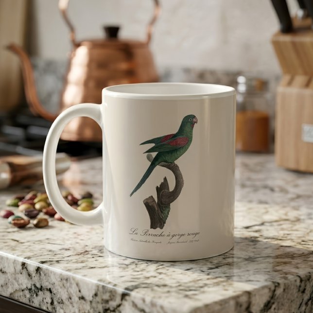La Perruche a gorge rouge Kaffeetasse (Orange-Chinned Parakeet, Brotogeris jugularis. Coffee Mug)
