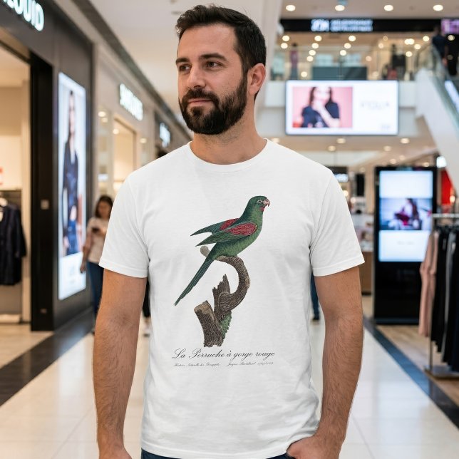 La Perruche a gorge rouge T-Shirt (Orange-Chinned Parakeet, Brotogeris jugularis. Men Basic White T-Shirt)