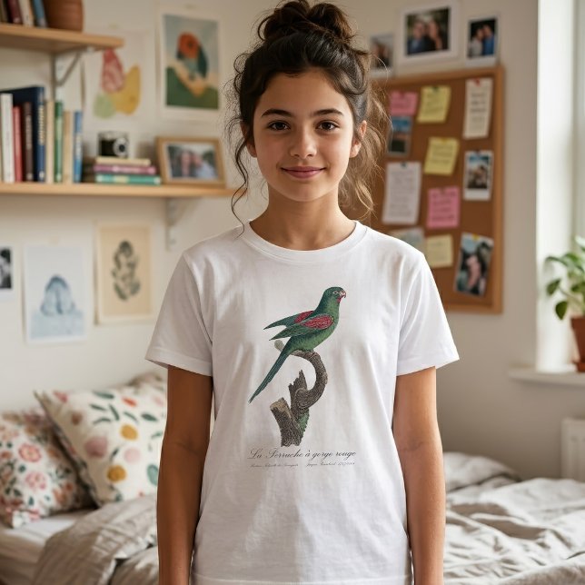 La Perruche a gorge rouge T-Shirt (Orange-Chinned Parakeet, Brotogeris jugularis. Girl Basic White T-Shirt)