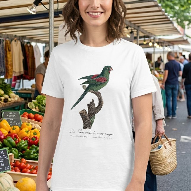 La Perruche a gorge rouge T-Shirt (Orange-Chinned Parakeet, Brotogeris jugularis. Women Basic White T-Shirt)