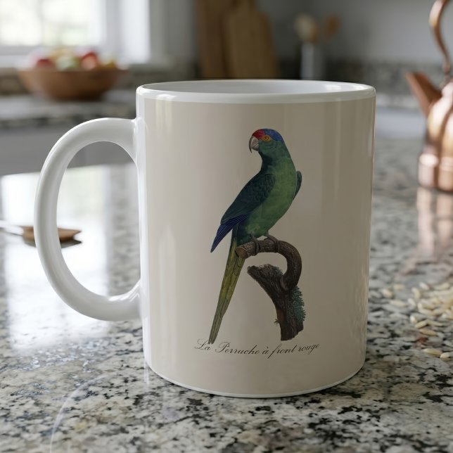 La Perruche - eine Vorfahrt Kaffeetasse (Orange-Fronted Parakeet, Eupsittula Canicularis. Coffee Mug)