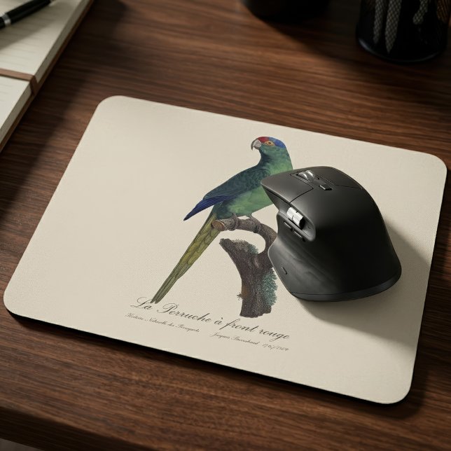 La Perruche - eine Vorfahrt Mousepad (Orange-Fronted Parakeet, Eupsittula Canicularis. Mouse Pad)