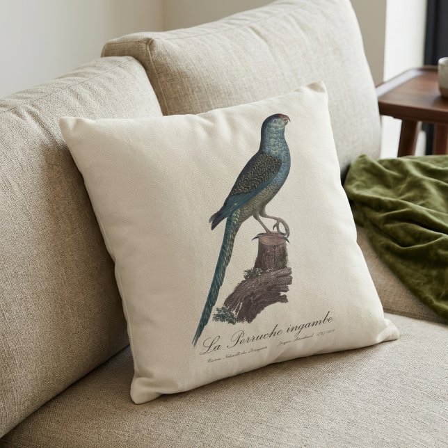 La Perruche ingambe Kissen (Ground Parrot or Swamp Parrot, Pezoporus Wallicus. Throw Pillow)