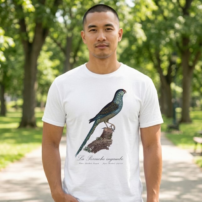 La Perruche ingambe T-Shirt (Ground Parrot or Swamp Parrot, Pezoporus Wallicus. Men Basic White T-Shirt)