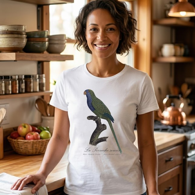 La Perruche souris / Monk Parakeet T-Shirt (Monk Parakeet or Monk Parrot, Myiopsitta Monachus. Women Basic White T-Shirt )
