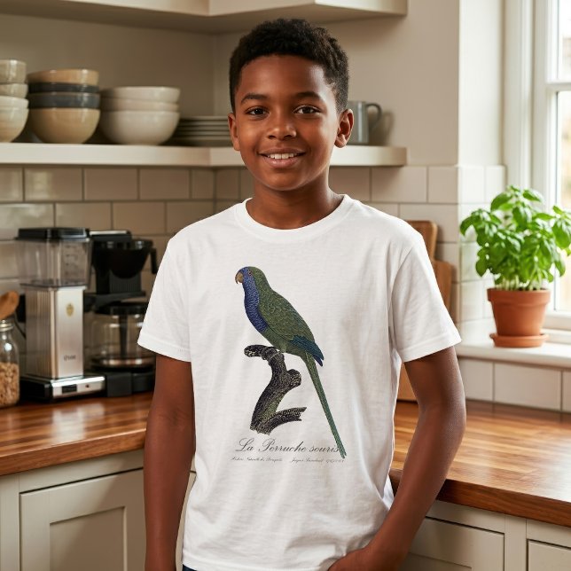 La Perruche souris / Monk Parakeet T-Shirt (Monk Parakeet or Monk Parrot, Myiopsitta Monachus. Boy Basic White T-Shirt )