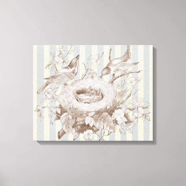 La Petite Famile auf blauem und cremefarbenem Hint Leinwanddruck (Vorderseite)