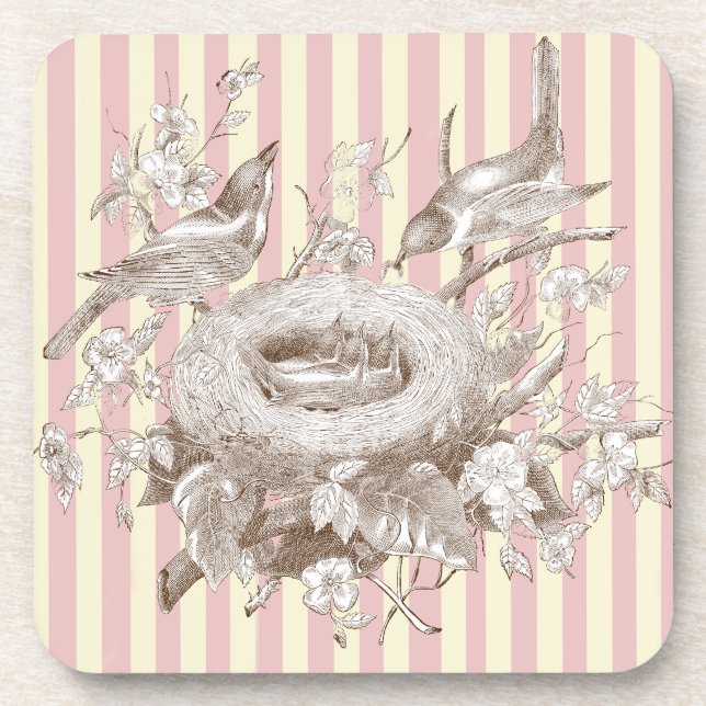 La Petite Famile auf rosa und cremefarbenem Hinter Getränkeuntersetzer (Vorderseite)