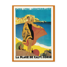 "La Plage de Calvi" Vintage Reiseposter