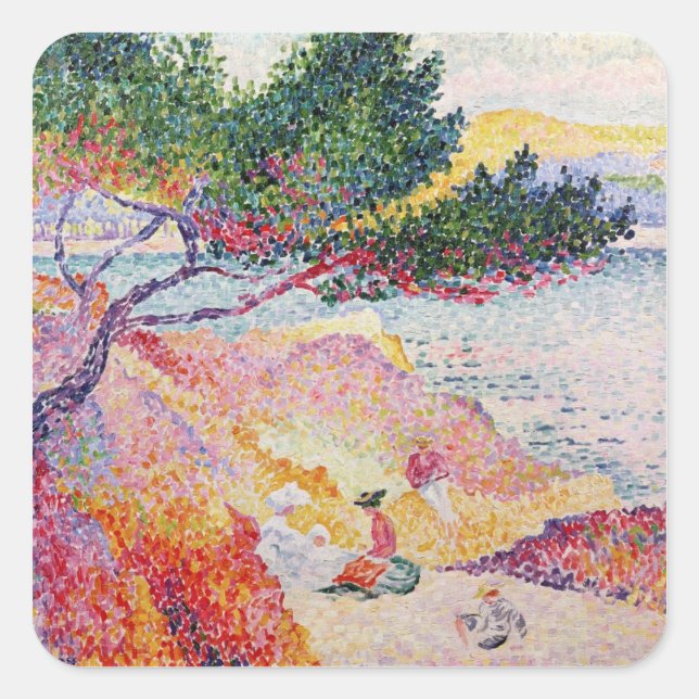 La Plage de Saint-Clair, 1906-07 Quadratischer Aufkleber (Vorderseite)