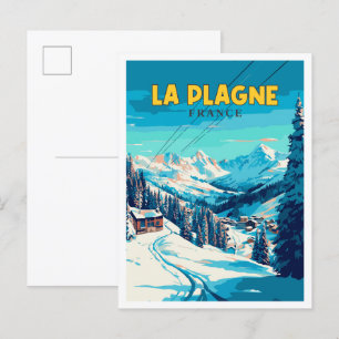 La Plagne France Vintage Illustration Postkarte